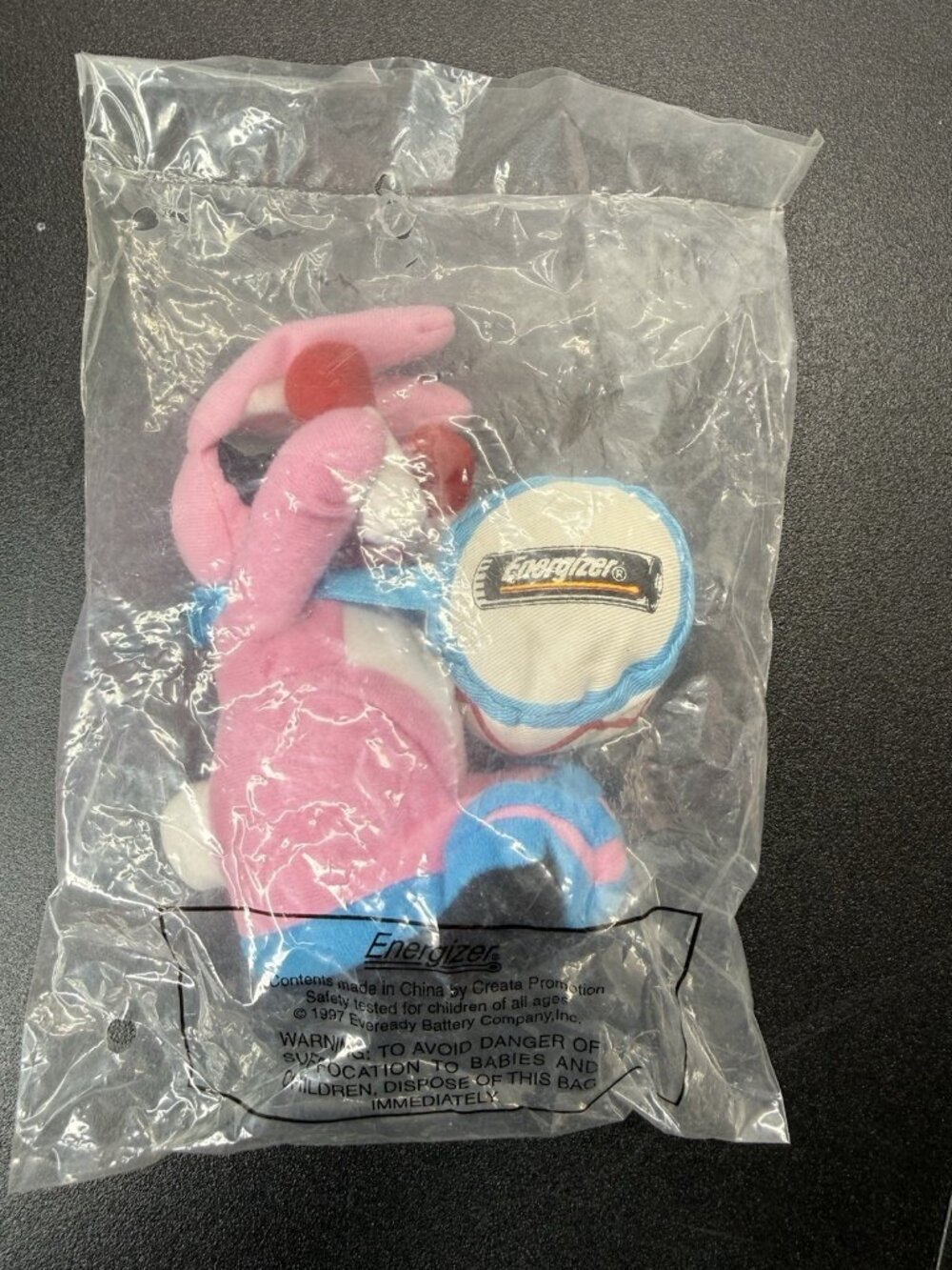 Vintage 1997 New 7 Inch Pink Energizer Bunny Plush Doll Sealed In Bag